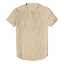 Load image into Gallery viewer, Slim Fit Tees Tops Male Breathable Linen Shirt Men's Casual Blouse Cotton Linen shirt Loose Tops Short Sleeve Tee Shirt S-2XL