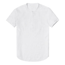 Load image into Gallery viewer, Slim Fit Tees Tops Male Breathable Linen Shirt Men's Casual Blouse Cotton Linen shirt Loose Tops Short Sleeve Tee Shirt S-2XL