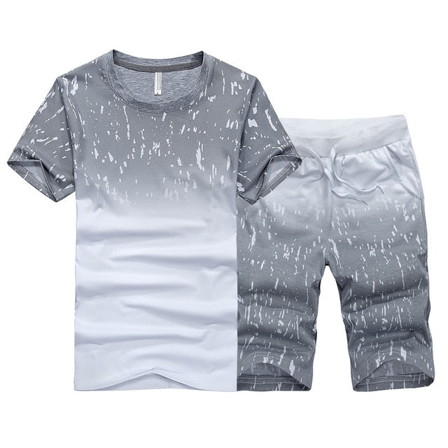 Summer new men's short-sleeved T-shirt Korean sports suit clothes men's casual sports suit