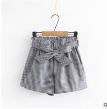 Load image into Gallery viewer, Short pants broad leg pants chunxia han version slim short pants grid high waist casual shorts YJ1-61