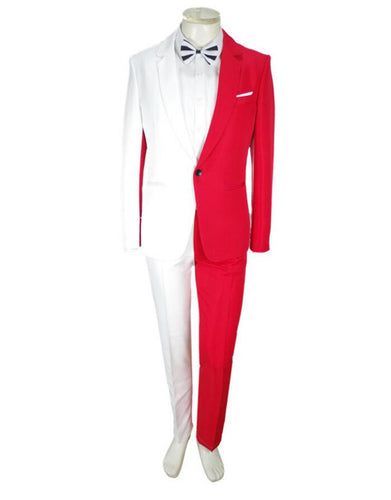 (Jacket+Pants)  Mens Fashion Slim Coat Nightclub White Red matching Suits Luxury Male personality Party Blazers Men Wedding Suit